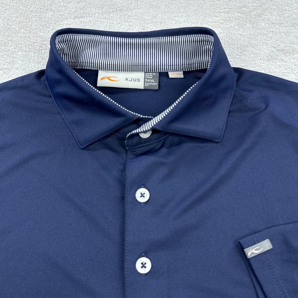 KJUS Polo Shirt Mens 54 XL Navy Blue Comfort Fit Short Sleeve UPF 50+ Golf Top